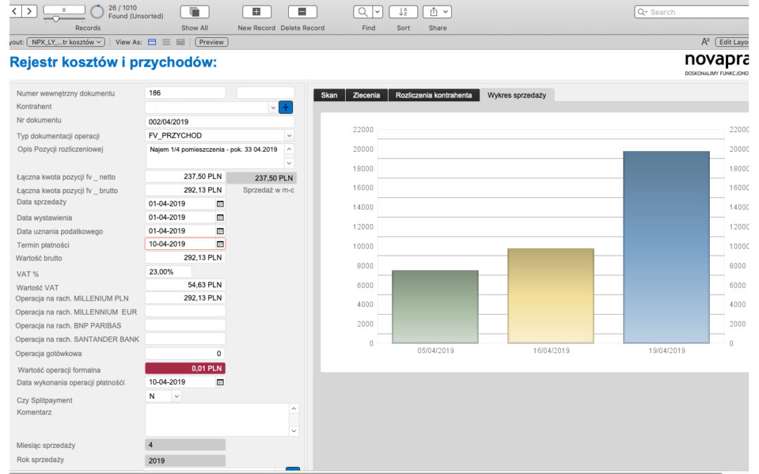 FileMaker – wykres sprzedaży